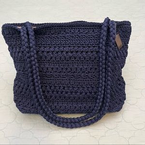 Lina Navy Blue Crochet Two-Strap Shoulderbag